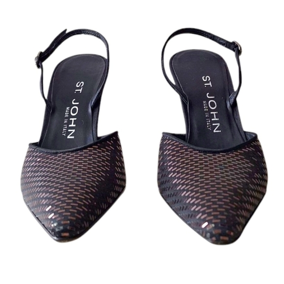 ST John Sparkling Copper and Black Slingback Heels Luxury Occasion Evening 6.5 - Picture 5 of 8